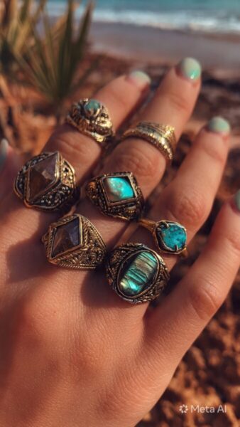 Boho vintage prstenje sa prirodnim kamenjem