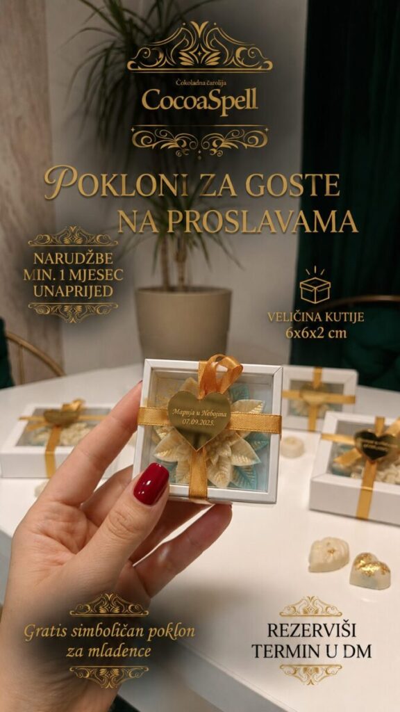 Čokoladni poklon za goste na vjenčanjima i drugim proslavama